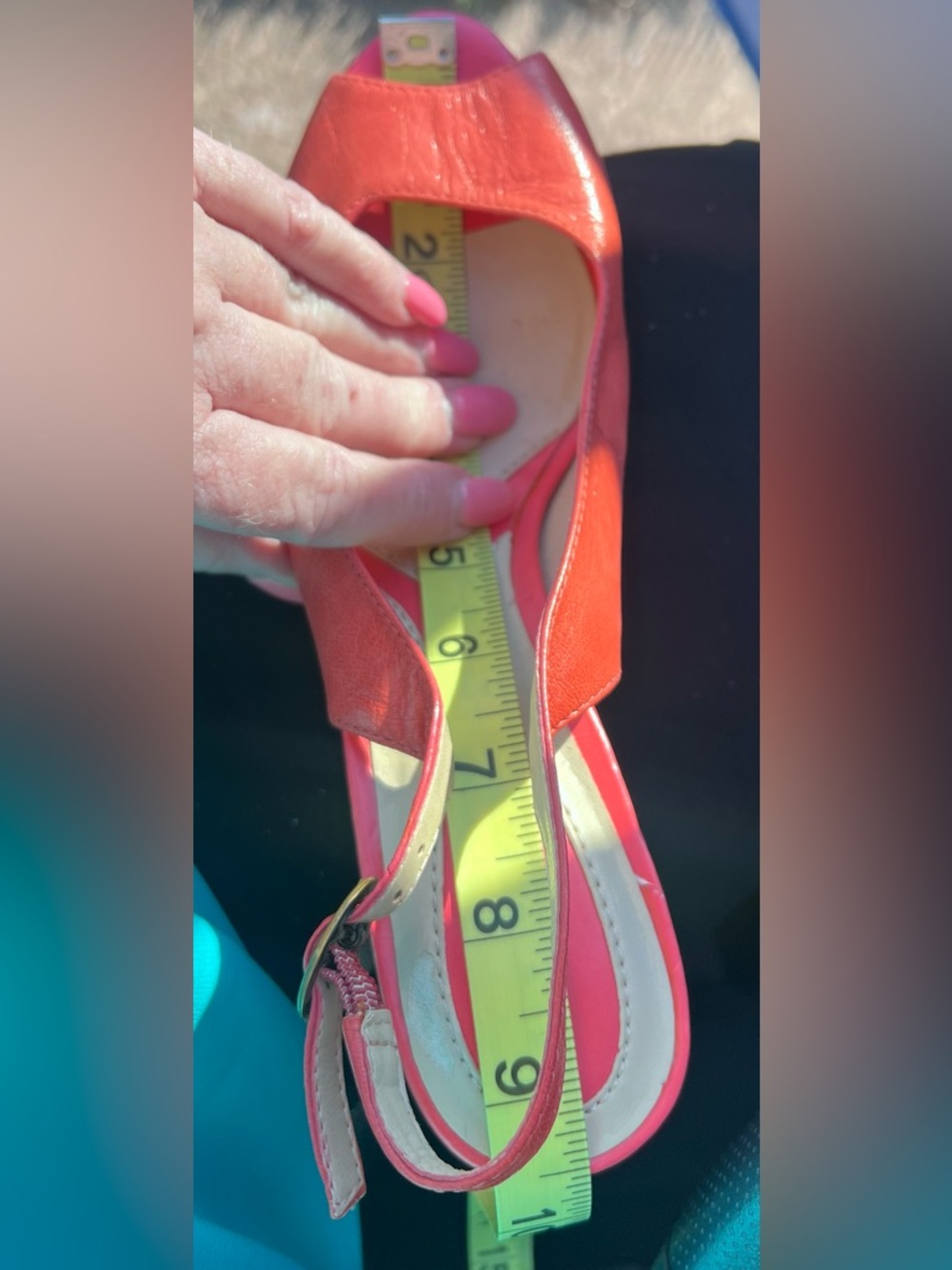 Naturalizer Women's Vibrant Red Peep Toe Heels - Picture 7 of 7